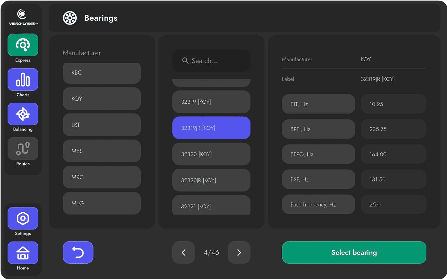 Bearing [/Database/] - software feature illustration
